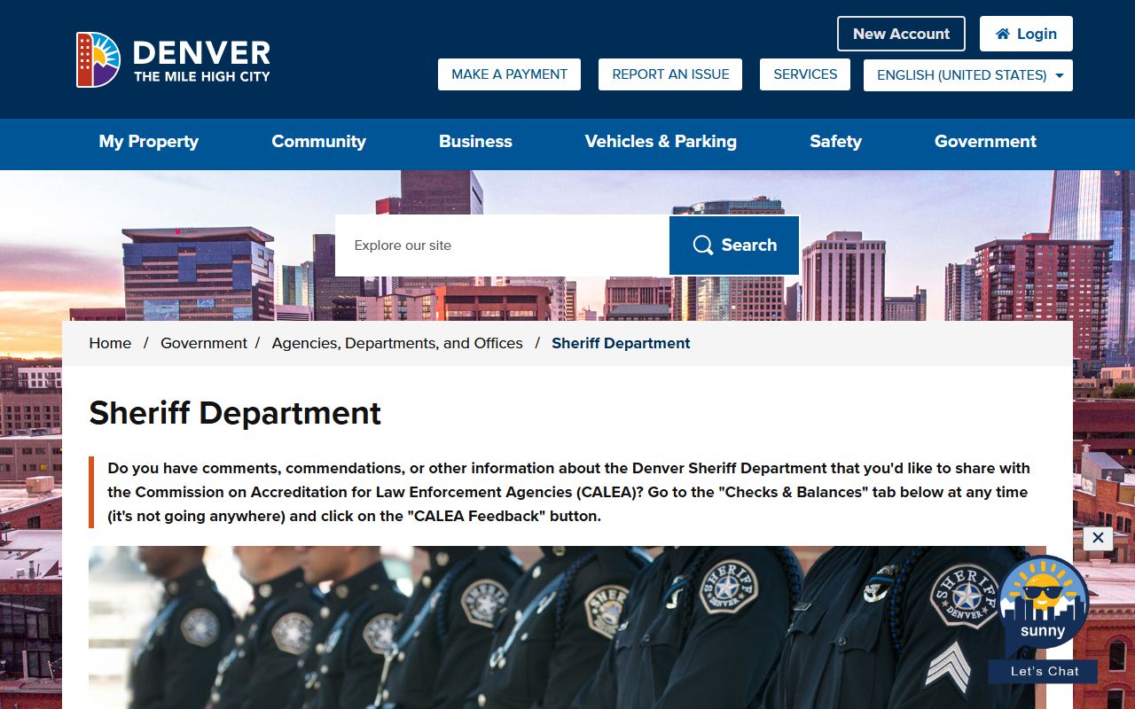 Denver County criminal records Denver Sheriff Department page