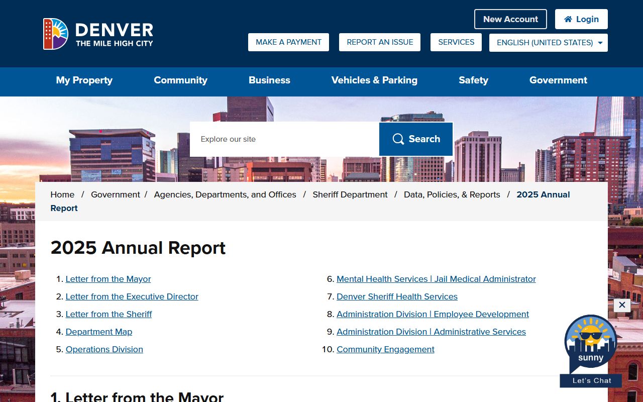 Denver Sheriff 2025 annual report cover with demographic data